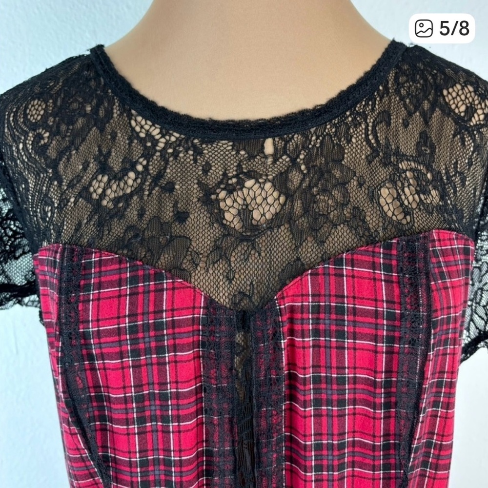 Royal Bones Red and Black plaid dress - Picture 5 of 7